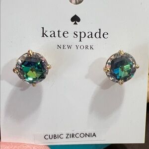 New Kate Spade Green and Blue Cubic Zirconia Stud Earrings